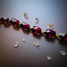 Load image into Gallery viewer, 10k Gold Oval Cut Raspberry Ruby Tennis Bracelet 7.25" 14.4CT Estate Vintage 7g