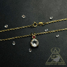 Load image into Gallery viewer, 10k Yellow Gold Ruby & White Quartz Rope Bracelet 7" Dainty Vintage Estate 2.3g