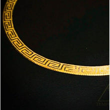 Load image into Gallery viewer, 10k Yellow Gold Herringbone Bracelet Greek Key Bracelet 7.25" 4mm Wide 3.1g