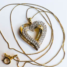 Load image into Gallery viewer, 10k Yellow Gold Diamond Necklace 18" Heart Pendant .30ct Natural Diamonds 3.2g
