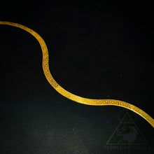 Load image into Gallery viewer, 10k Yellow Gold Herringbone Bracelet Greek Key Bracelet 7.25" 4mm Wide 3.1g