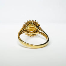 Load image into Gallery viewer, 14k Yellow Gold 7mm Pearl 1/2cttw Double Halo Diamond Ring Size 4.5 Cluster 3.2g