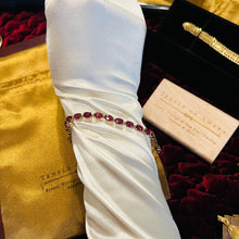 Load image into Gallery viewer, 10k Gold Oval Cut Raspberry Ruby Tennis Bracelet 7.25" 14.4CT Estate Vintage 7g