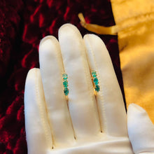 Load image into Gallery viewer, 10k Yellow Gold Natural Emerald Earrings 1.56cttw Vintage Hoop Earrings 1.1g