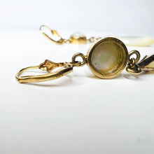 Load image into Gallery viewer, Antique 14k Yellow Gold Mother of Pearl Earrings Victorian Dangle Earrings 7.5g