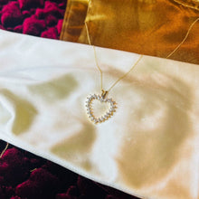 Load image into Gallery viewer, 10k Yellow Gold .75CTW Cluster Heart Diamond Necklace 18" Romantic Pendant 2.3g