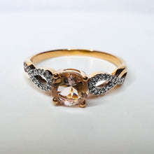 Load image into Gallery viewer, 10K Rose Gold Morganite & Diamond Twist Ring Size 10.5 Round Cut 2.3g