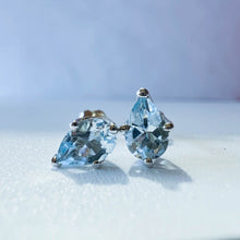 Load image into Gallery viewer, Aquamarine Earrings 10k White Gold Natural .62cttw Pear Cut Stud Teardrop Studs