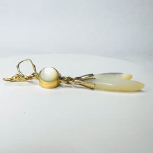 Load image into Gallery viewer, Antique 14k Yellow Gold Mother of Pearl Earrings Victorian Dangle Earrings 7.5g