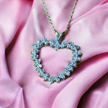 Load image into Gallery viewer, 10k Yellow Gold .75CTW Cluster Heart Diamond Necklace 18" Romantic Pendant 2.3g