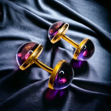Load image into Gallery viewer, 14k Yellow Gold Antique Cufflinks Amethyst 13.68 cttw Victorian Era Jewelry 3.8g