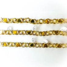 Load image into Gallery viewer, Solid 10k Yellow Gold Heart Bracelet 7.35" Fancy Gold Chain 3.5mm Estate 1.6g