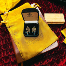 Load image into Gallery viewer, Earrings 10k Yellow Gold Blue Topaz Dangle Earrings Briolette 4.5ctw Ornate 3.5g