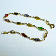 Load image into Gallery viewer, 14k Yellow Gold 3.6mm Multi Colored Gemstone Bracelet 7&quot; REAL GOLD 585 2.4g
