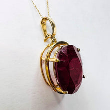 Load image into Gallery viewer, 10k Yellow Gold 13cttw Natural Ruby Necklace 19&quot; Oval Cut Ruby Pendant 6.3g July Birthstone Large Earth Mined Ruby Anniversary Gift for Wife
