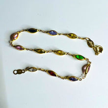 Load image into Gallery viewer, 14k Yellow Gold 3.6mm Multi Colored Gemstone Bracelet 7&quot; REAL GOLD 585 2.4g
