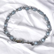 Load image into Gallery viewer, 10k White Gold 5 CT T.W. Aquamarine Tennis Bracelet 7.15&quot; Flower Bracelet 5.7g
