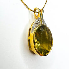 Load image into Gallery viewer, REAL 14k YELLOW GOLD 4.2cttw Oval Cut Natural Lemon Citrine Necklace 16&quot; 5.6g

