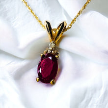 Load image into Gallery viewer, 10k Yellow Gold Natural Ruby &amp; Diamond Necklace 18&quot; 1CT Christmas Gift for Wife
