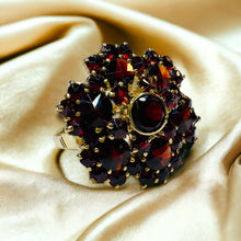 Load image into Gallery viewer, 10k Yellow Gold Antique Bohemian Garnet Ring Size 7.75 by BIRKS Rose Cut Cluster
