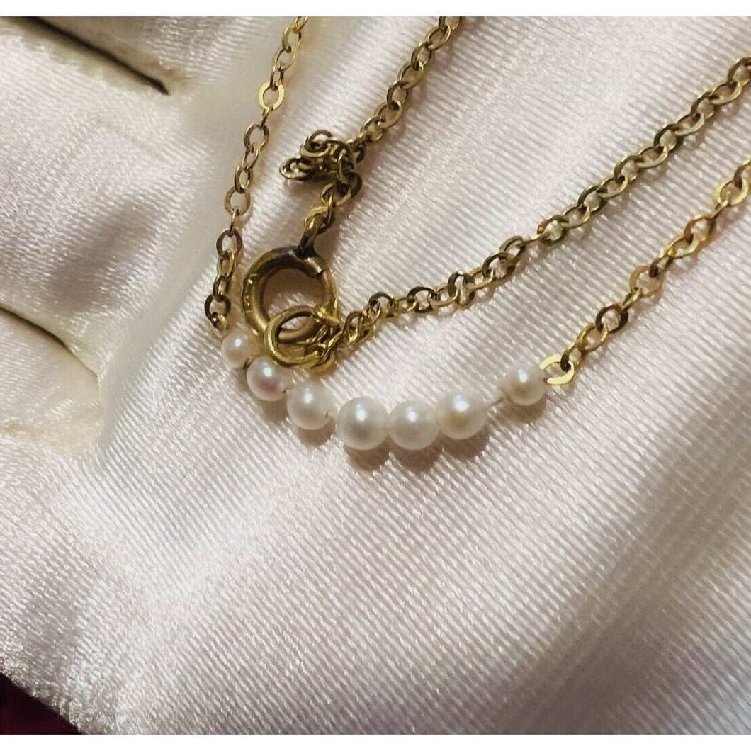 Antique 14k Yellow Gold NATURAL WILD PEARLS Necklace 13
