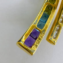 Load image into Gallery viewer, 14k Solid Yellow Gold Multi Gemstone &amp; Diamond Necklace 18&quot; X Rainbow Pendant
