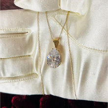 Load image into Gallery viewer, 10k Yellow Gold Necklace 19&quot; 9.2CT Lab Diamond Pear Cut Estate Find 3.1g Anniversary Gift for Wife Girlfriend Best Gift for Christmas
