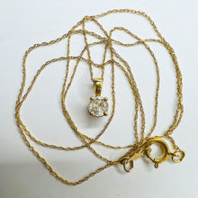 Load image into Gallery viewer, REAL 14k YELLOW GOLD 1/3ct Natural Diamond Solitaire Necklace 19&quot; Solid Gold 585

