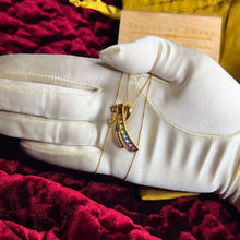Load image into Gallery viewer, 14k Solid Yellow Gold Multi Gemstone &amp; Diamond Necklace 18&quot; X Rainbow Pendant
