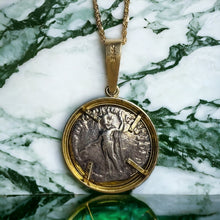 Load image into Gallery viewer, 14k Gold Ancient Coin Necklace 18&quot; 5.7g Silver Roman Emperor Commodus 177-192 AD Vintage Antique Fine Jewelry Best gift for Anniversary
