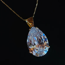Load image into Gallery viewer, 10k Yellow Gold Necklace 19&quot; 9.2CT Lab Diamond Pear Cut Estate Find 3.1g Anniversary Gift for Wife Girlfriend Best Gift for Christmas
