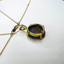 Load image into Gallery viewer, REAL 14k Yellow Gold Australian Black Opal Doublet Necklace 20&quot; 2.4g Rainbow
