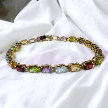 Load image into Gallery viewer, 14k Yellow Gold Multi Gemstone Rainbow Colors Eternity Tennis Bracelet 7&quot; 8.1g
