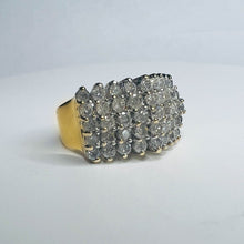 Load image into Gallery viewer, 14k GOLD 5 ROW 2ct Natural 45 DIAMONDS SOLID YELLOW GOLD RING Pyramid Ring 7g
