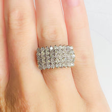 Load image into Gallery viewer, 14k GOLD 5 ROW 2ct Natural 45 DIAMONDS SOLID YELLOW GOLD RING Pyramid Ring 7g
