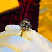 Load image into Gallery viewer, 14k Yellow Gold 3.6cttw Natural Blue Sapphire Tiered Harem Ring Size 6 4.6g
