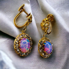 Load image into Gallery viewer, Antique 10k Gold Pink Opal Earrings Victorian Screwback Dangle Claw Prong 2.8g
