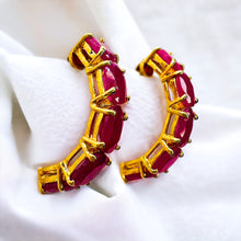 Load image into Gallery viewer, Natural Ruby Earrings 14k Gold 2.5 Carat T.W. J Hook Half Hoops Christmas Gift
