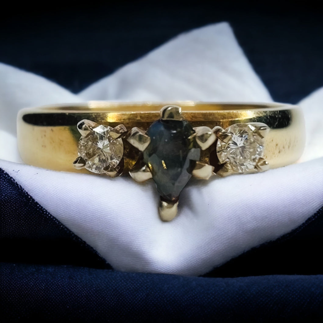 14k Yellow Gold .15ct Natural Alexandrite & Diamond Ring Size 4.25 Wedding Ring