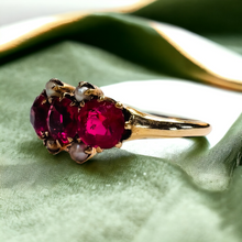 Load image into Gallery viewer, Antique 10k Yellow Gold 1ct Ruby Seed Pearl Ring Size 6.75 Victorian Estate 1.9g
