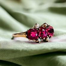 Load image into Gallery viewer, Antique 10k Yellow Gold 1ct Ruby Seed Pearl Ring Size 6.75 Victorian Estate 1.9g
