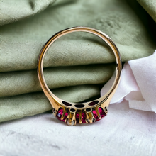 Load image into Gallery viewer, Antique 10k Yellow Gold 1ct Ruby Seed Pearl Ring Size 6.75 Victorian Estate 1.9g
