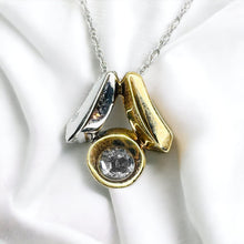 Load image into Gallery viewer, White Topaz Necklace 16&quot; 14k Two Tone Gold Estate Vintage Minimalist Style 1.8g
