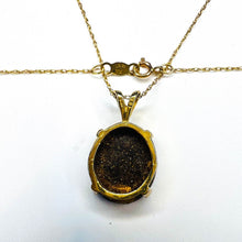 Load image into Gallery viewer, REAL 14k Yellow Gold Australian Black Opal Doublet Necklace 20&quot; 2.4g Rainbow
