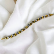 Load image into Gallery viewer, 10k Yellow Gold 8.5mm XO Love Tennis Bracelet 7.15&quot; Two Tone White Gold 7g
