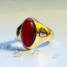 Load image into Gallery viewer, Antique Georgian 10k Yellow Gold 3carat Carnelian Cabochon Ring Size 8 5.4g
