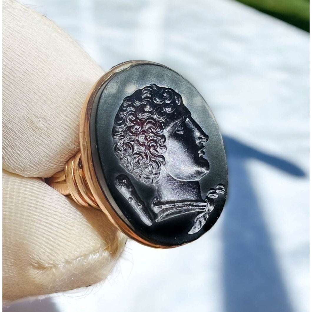 Georgian Carnelian Intaglio Gold Signet Ring 14k Gold Hercules Antique size 6.5