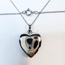 Load image into Gallery viewer, 14k White Gold Heart Photo Locket Necklace Natural Diamond Necklace 18.5&quot; 2.3g
