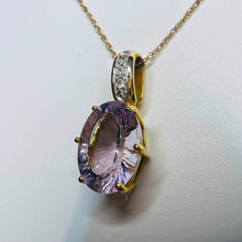 Load image into Gallery viewer, REAL 14k YELLOW GOLD Brazilian 4.4cttw ROSE DE FRANCE AMETHYST Necklace 18&quot; 4.3g
