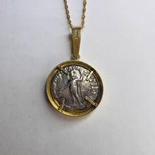 Load image into Gallery viewer, 14k Gold Ancient Coin Necklace 18&quot; 5.7g Silver Roman Emperor Commodus 177-192 AD Vintage Antique Fine Jewelry Best gift for Anniversary
